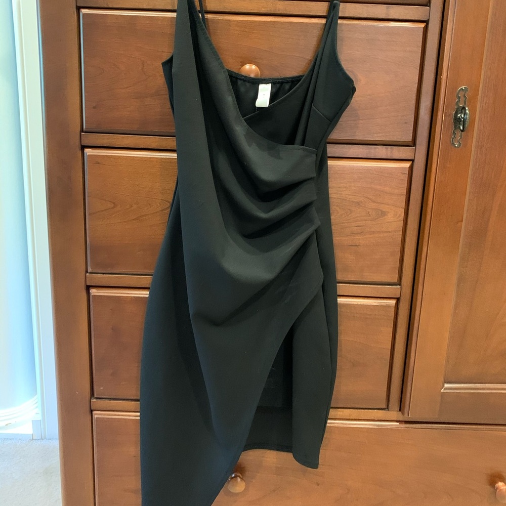 Black Asymmetrical Mini Dress